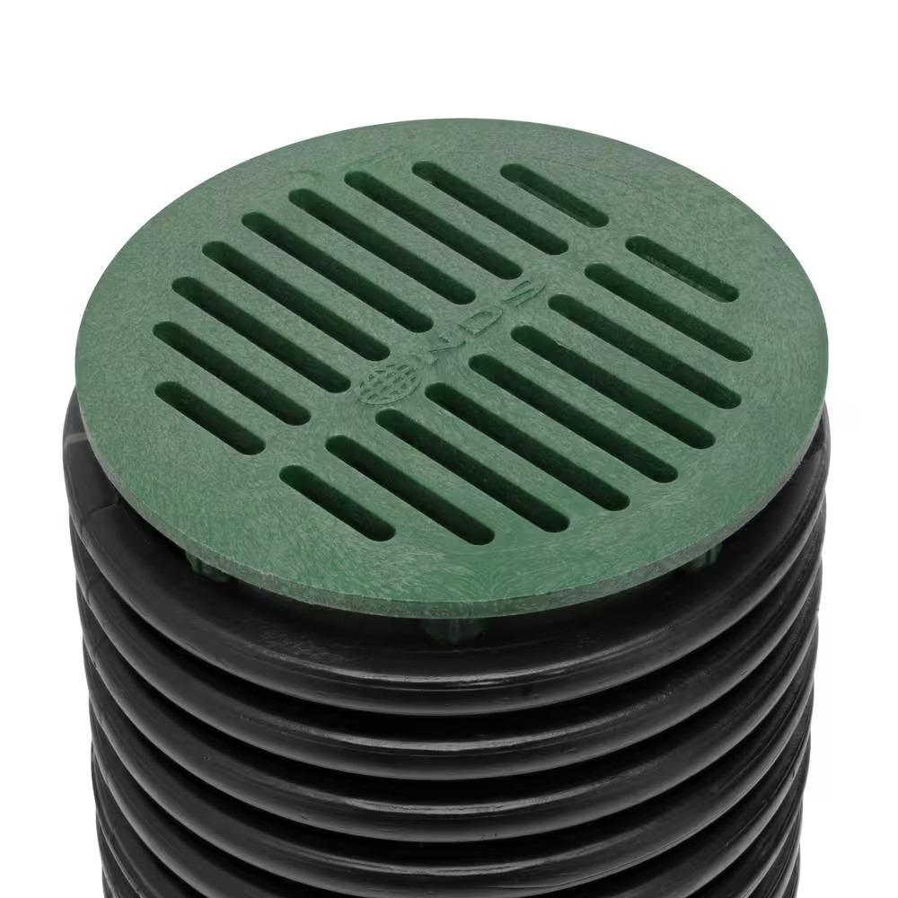 6 In. Plastic round Drainage Grate in Green