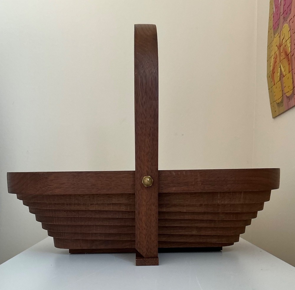 Deep Spring Collapsible Wooden Basket Signed