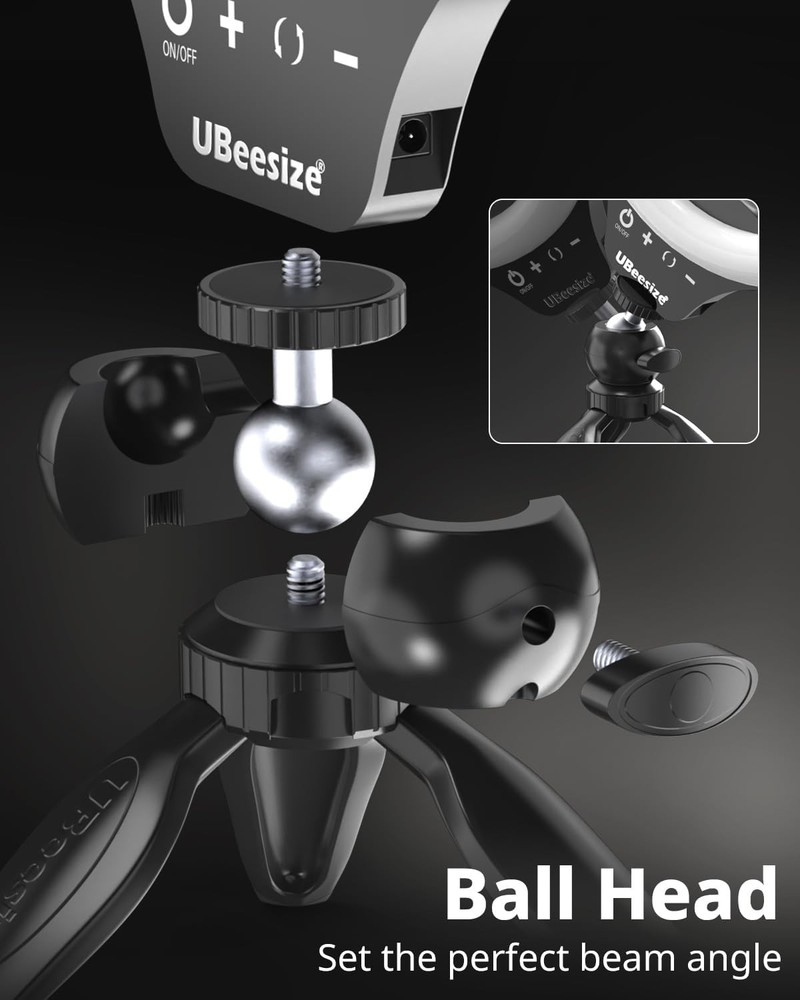 12" Desk Ring Light with Stand & Phone Holder - Adjustable Studio Light for P...
