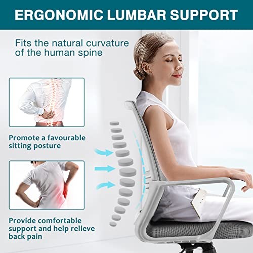 AFO Home Office Chair Mid Back Breathable Mesh Height Adjustable - Grey