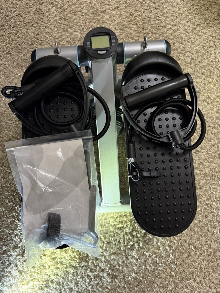 Mini Stepper with Resistance Bands, Digital Display, Adjustable Height, Black