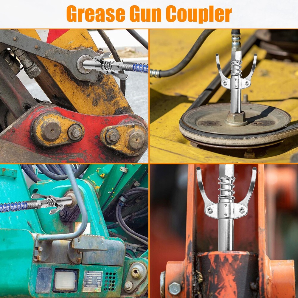 Grease Gun Coupler Double Handle High Pressure Quick Release Lock Oil Nozzles