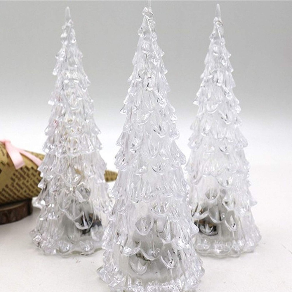 3 Pack LED Christmas Tree Lights, Mini Acrylic Light Up Tree, Color Changing ...