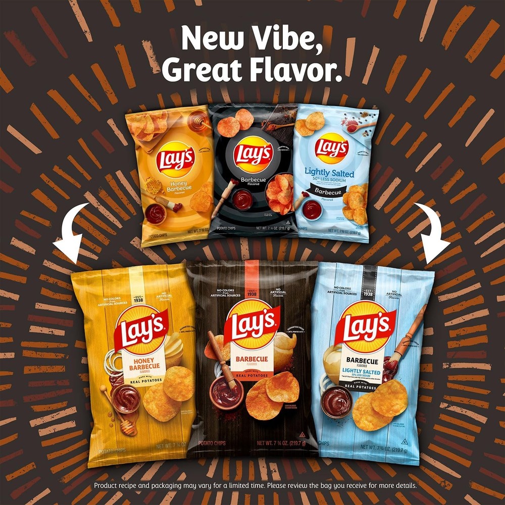 Lay's Potato Chips, Classic & Barbecue, 40 Pack