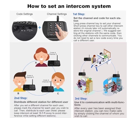 Wuloo WL666 Wireless Intercoms System - Black