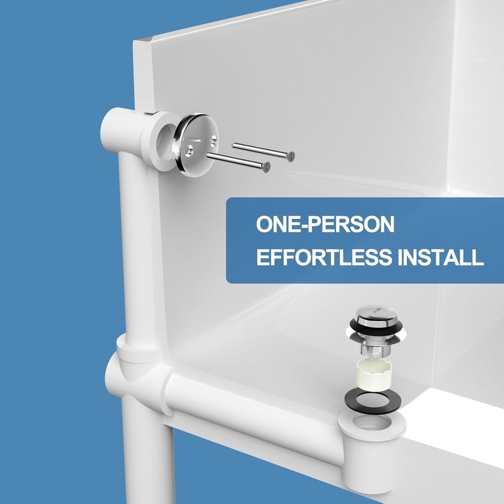 Tip-Toe Tub Drain with 2-Hole Overflow Cover, Toe Tip Toe, Chrome