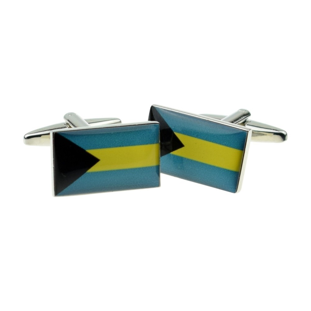 Rectangular Bahamas flag cufflinks
