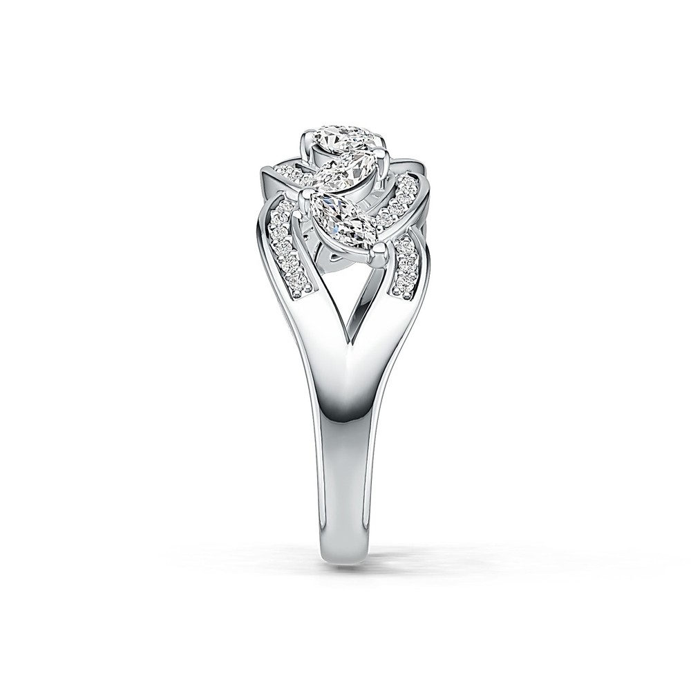 Sterling Silver Ring Braided Stackable Theme in White Topaz or Moissanite