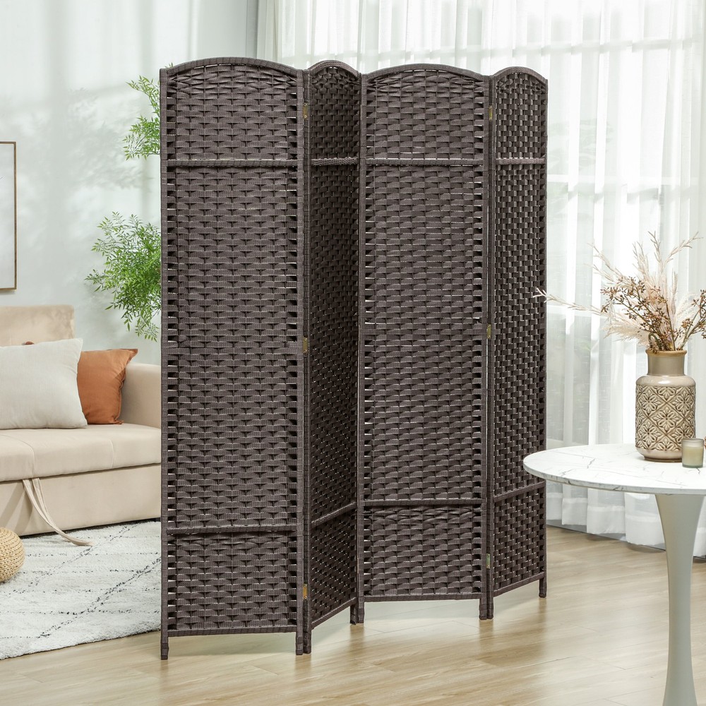 4 Panel Room Divider Freestanding Folding Privacy Screen Brown
