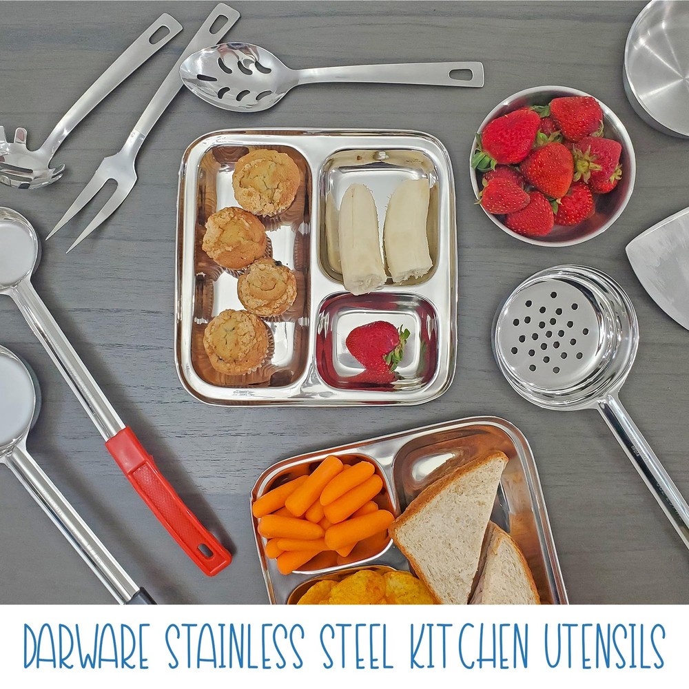 Darware Complete Serving Set (6-Piece, Silver); w/Pasta Server, Fork, Slotted Sp