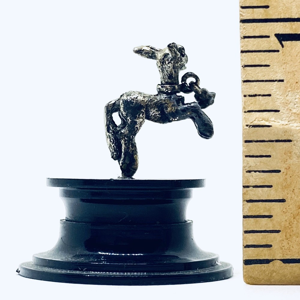 Vtg Cast Metal DEER Bobblehead Figurine with Base TINY!