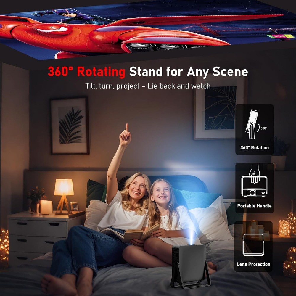 Ultra-Thin Netflix Licensed | AI Auto Focus Smart Mini Projector WiFi Bluetooth