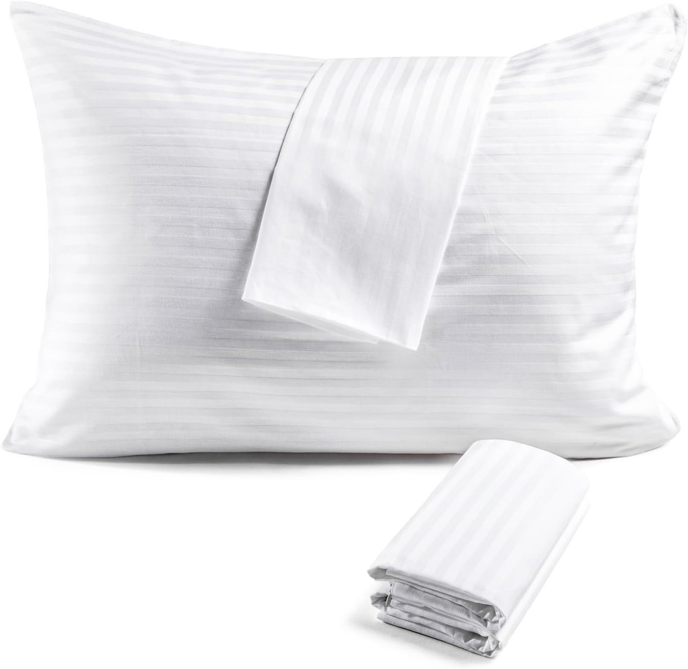 Breathable 600 Thread Count Cotton Pillow Protector Set - Standard Size, 4 Pack