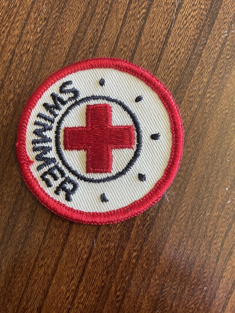 Vintage Red Cross Swimmer Embroidered Patch