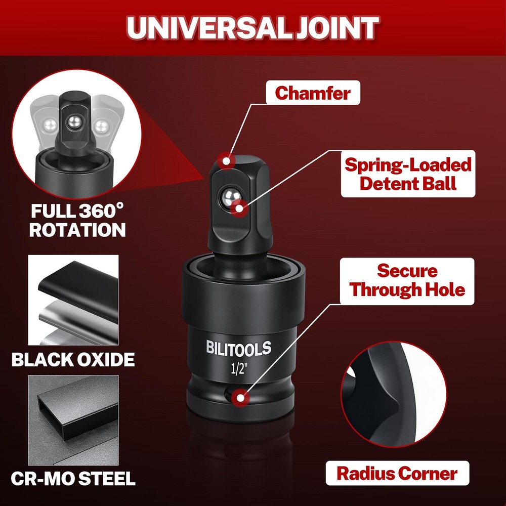 BILITOOLS Socket Adapter Set 17 Piece includes Reducer, Universal One Size