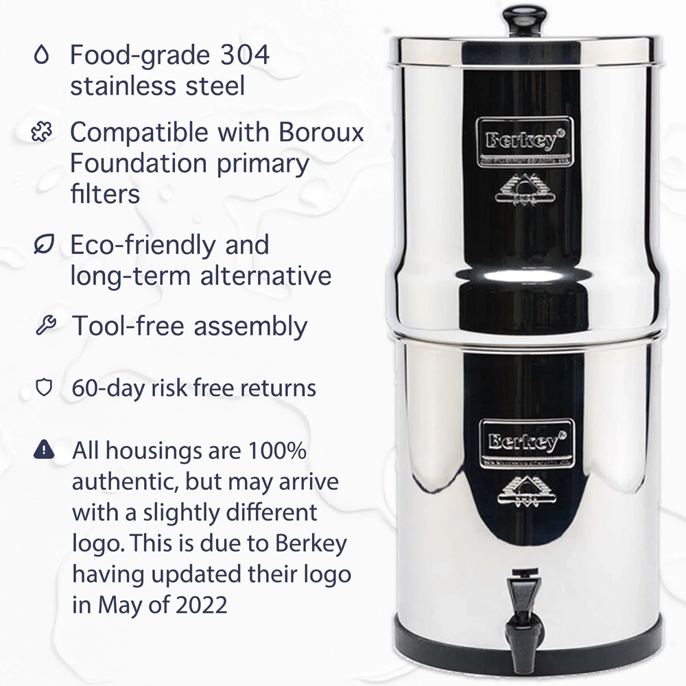 Berkey Water Filter System w/ 2 Boroux Filters & Water Level Spigot