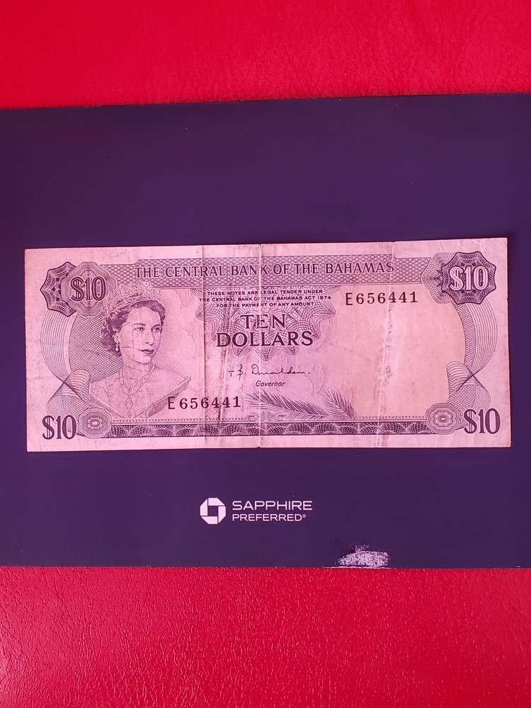 bahamas 10 dollars 1974