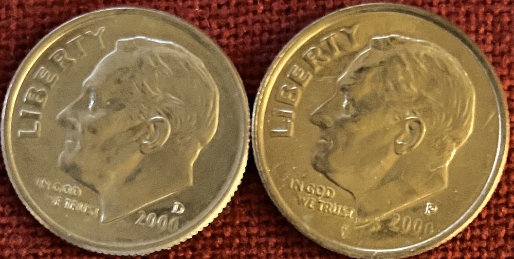 2000 P & D Roosevelt Dime Pair Choice/Gem Bu Set