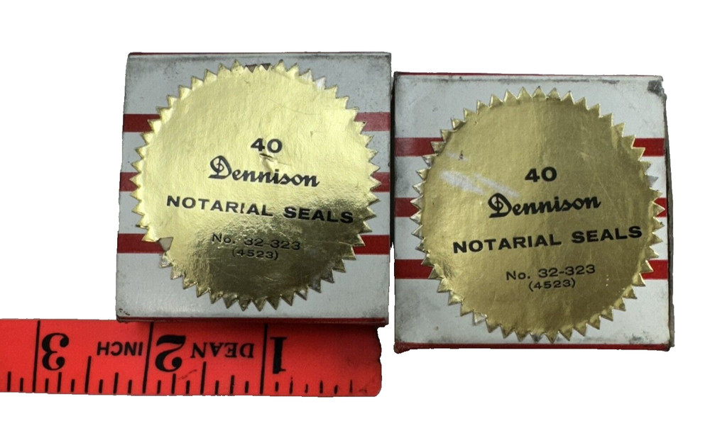 Vintage Dennison Gold Notarial Seals 2 Boxes