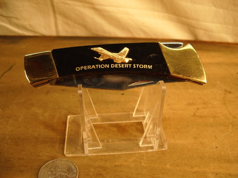 Commemorative OPERATION DESTERT STORM Lockback Folder- Jets-Eagle Etch
