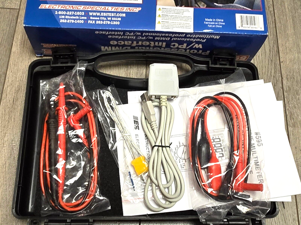 ESI Pro Large Display Digital Multimeter w/PC Interface, Leads, Temp & Case #595