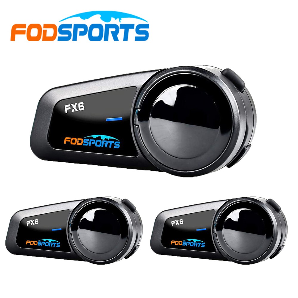 3x FX6 Motorcycle Intercom Helmet Bluetooth Headset 6 Riders Group Communication