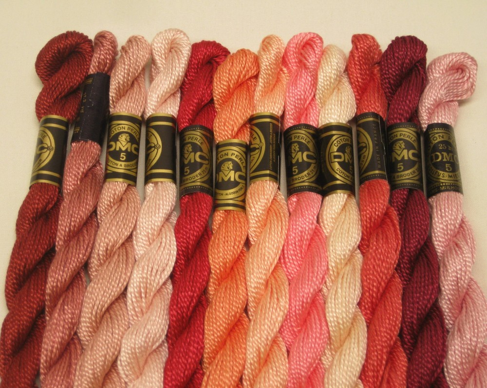 Threads for Needlepoint Hand Embroidery 12x DMC Perle #5 PINKS