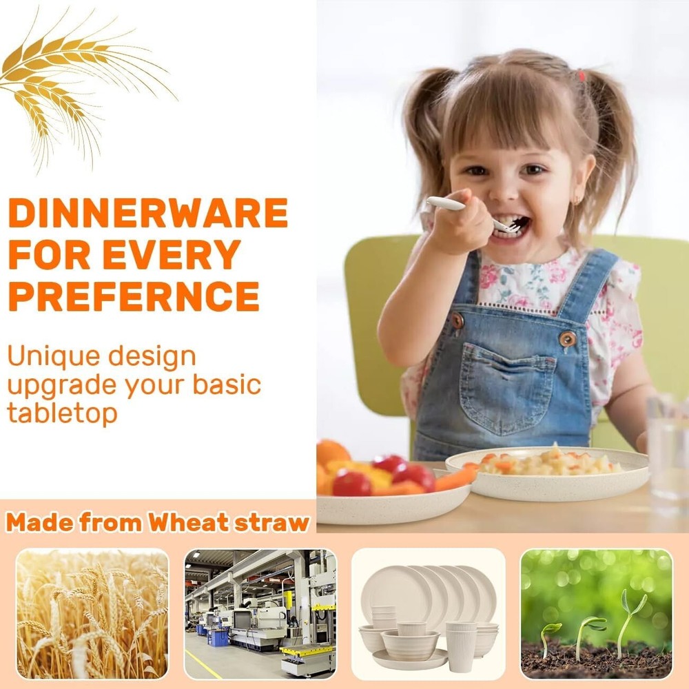 Wheat Straw Dinnerware Sets 36 Piece Unbreakable Dinnerware Sets NEW