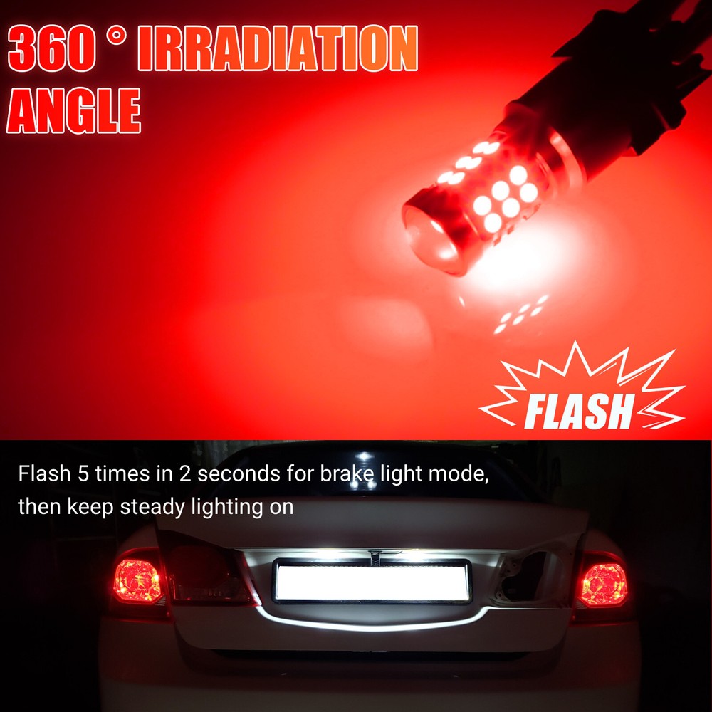 4x 3157 Red LED Bright Strobe Flash Blinking Brake Stop Tail Parking Light Bulbs
