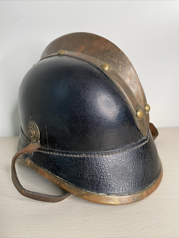 Antique German Leather Fireman's Helmet 1930's