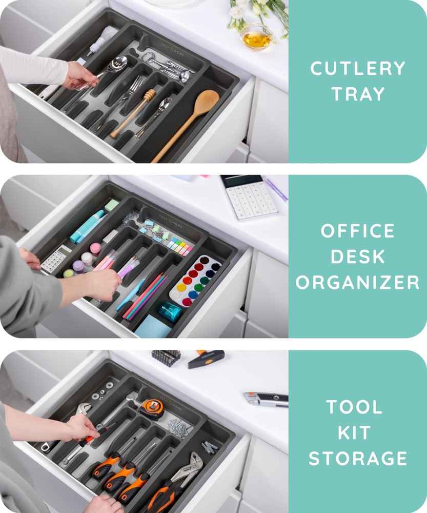 Expandable Kitchen Drawer Organizer Convenient Plastic Flatware Drawer Organizer