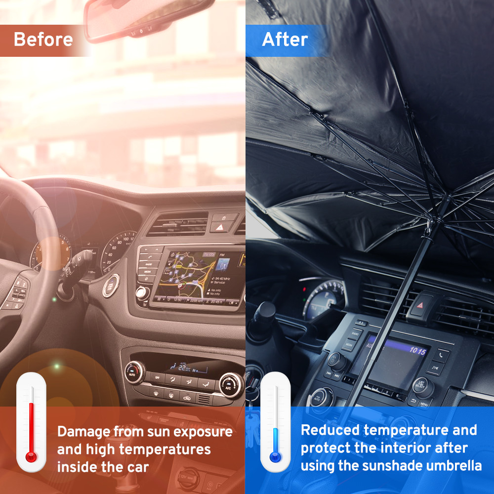 Universal Sun Shade Windshield Foldable Car Cover Compact 45" Silver