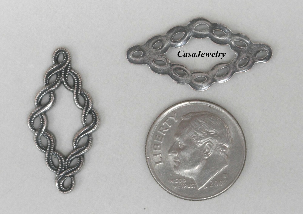 #3463 ANTIQUED STERLING SILVER PLATED CELTIC MULTI RING CONNECTOR - 2 Pc Lot