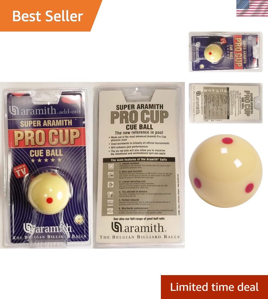 Regulation 2-1/4" Pool Cue Ball with Measles Pattern - Red Dots for Visual Aid
