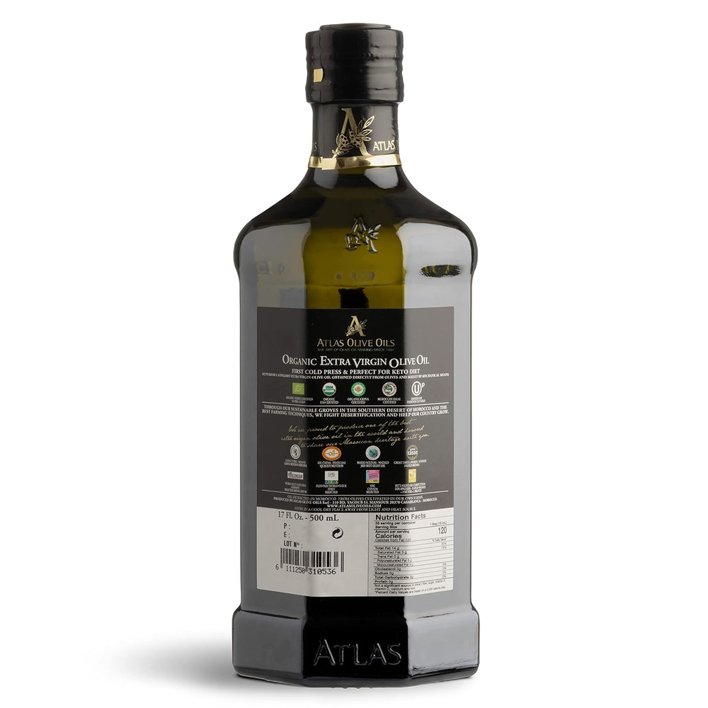 Organic Cold Pressed Moroccan Extra Virgin Olive Oil, Polyphenol Rich