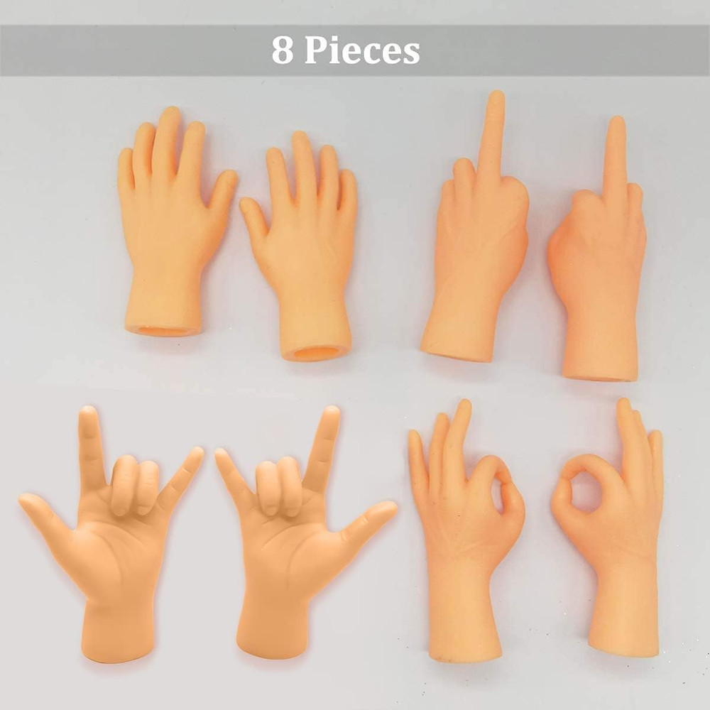 Tiny Hands Mini Finger Puppets 8 Pieces, Left and Right Hand Set, Mixed Styles,