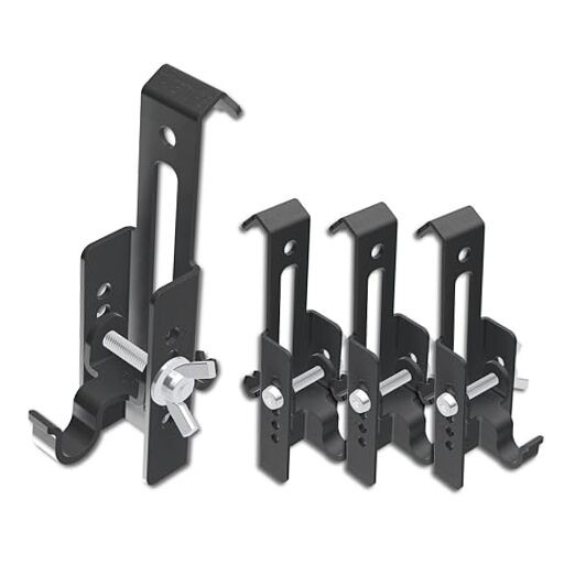Adjustable Brick Wall Clips (4 Pack) – No-Drill Brick Hooks for Black 4 Pack