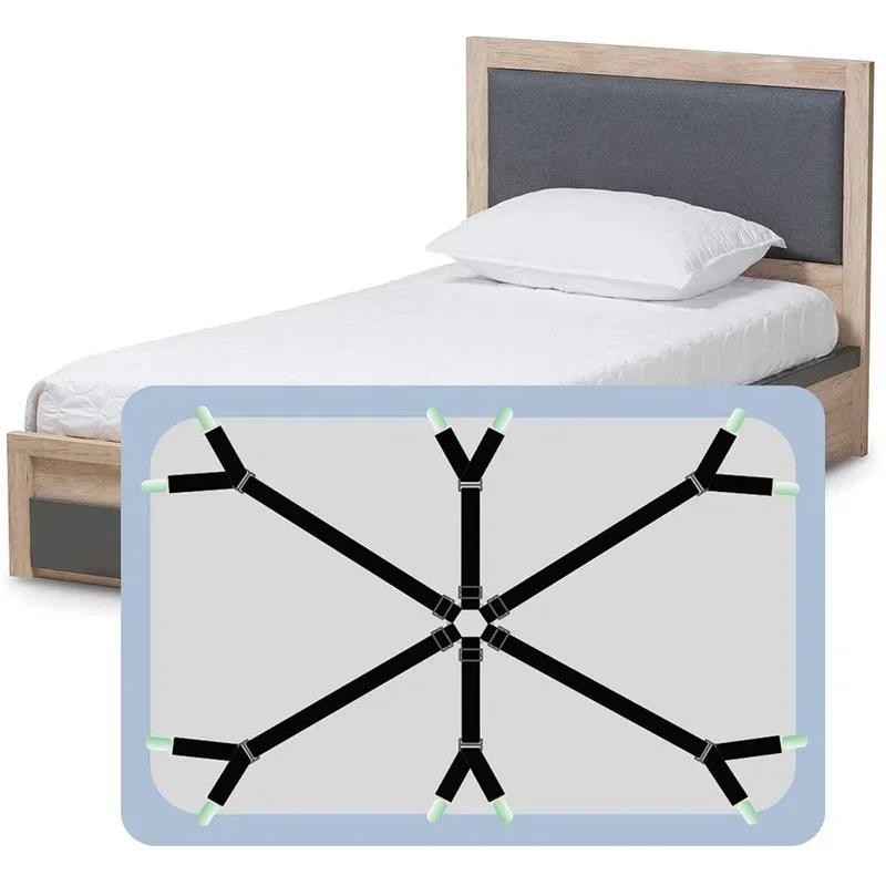 Adjustable Bed Sheet Holder Straps Elastic Fasteners Suspenders Clips