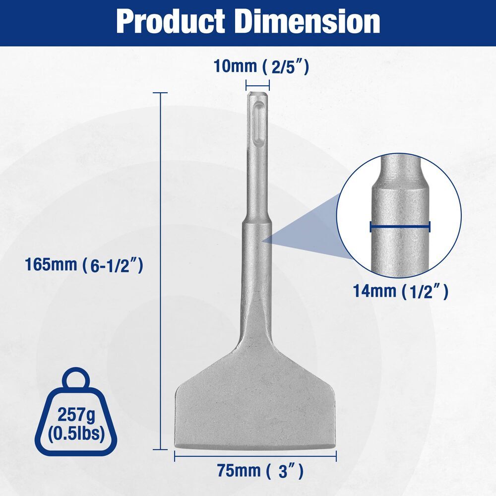 WORKPRO 3-inch SDS Plus Chisel Cranked Angled Bent Tile Removal Chisel for Tiles