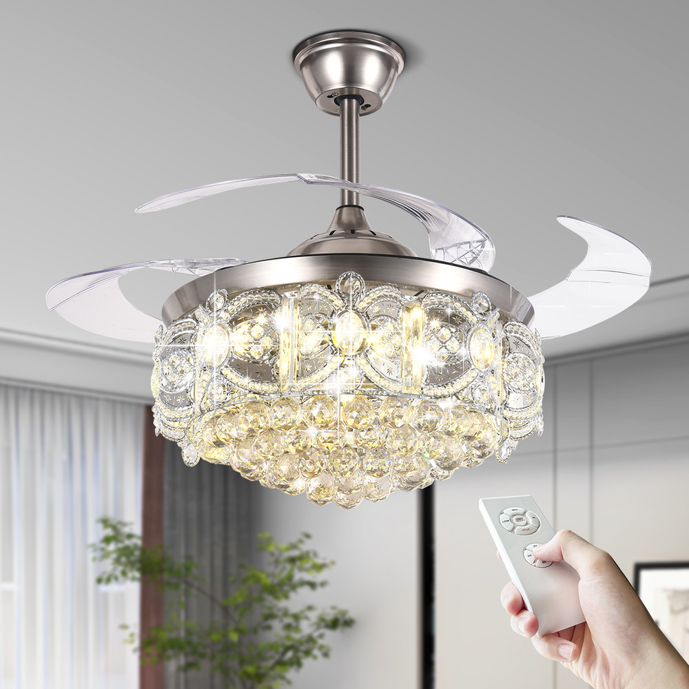 42" Ceiling Fan With Crystal Accents & Remote Control