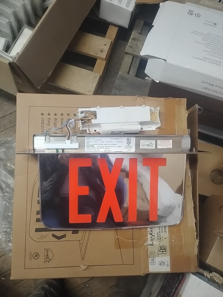 Hubbell LECSRRCE LE Series Edge-Lit LED Exit Sign. New