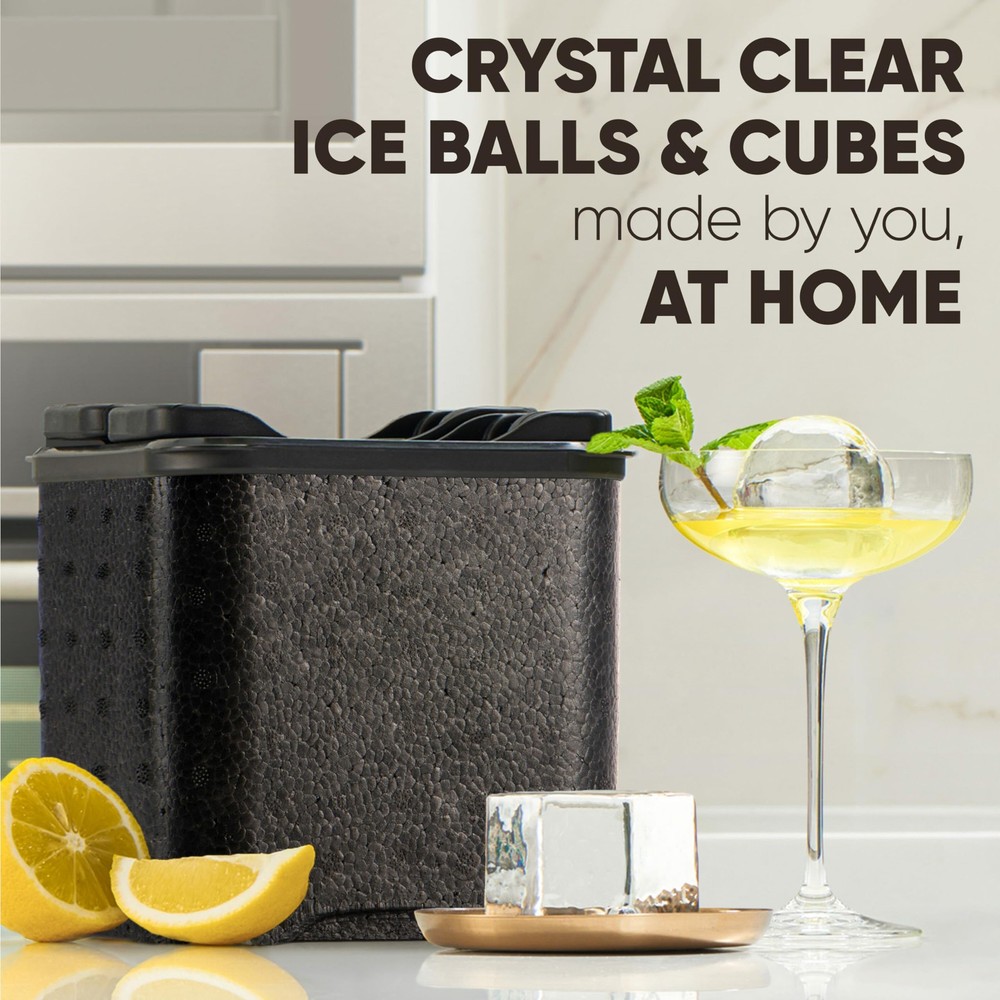 Clear Ice Cube Maker Mold - Combo 2+2 Crystal Clear Ice Cubes & Balls - Ice S...