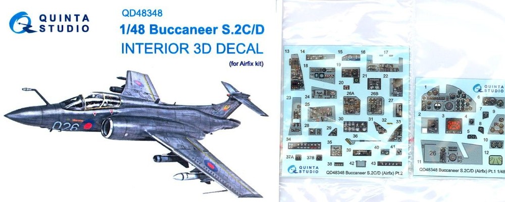 Quinta Studios 1/48 BUCCANEER S.2C/D 3D DECAL COLORED INTERIOR SET Airfix