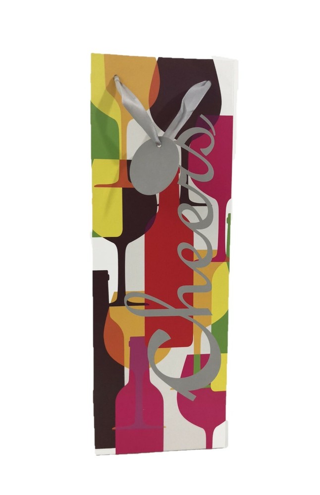 Wine bottle Gift Bag with handles- printed Design