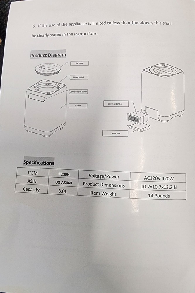 Electric Kitchen Composter 420W - Used Once