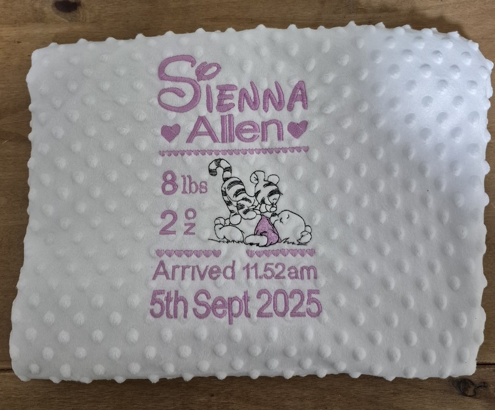 Personalised Embroidered Baby Blanket. Popcorn/dimple