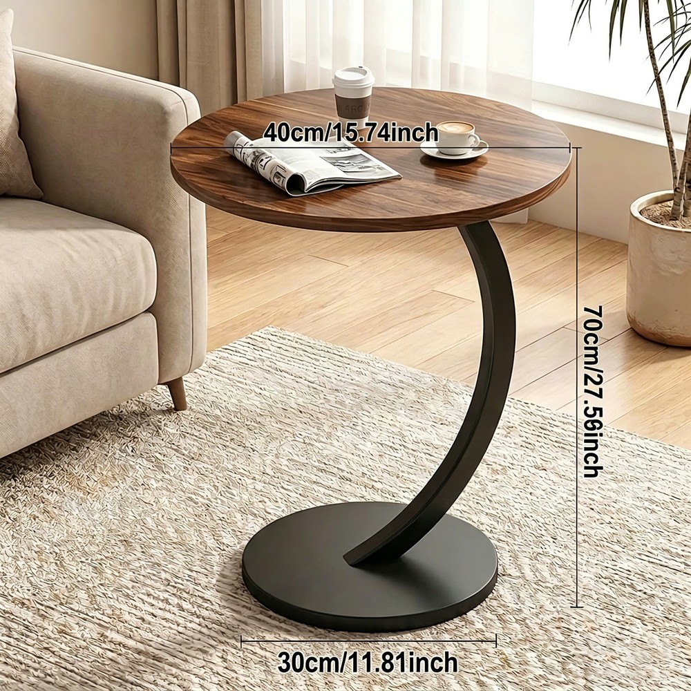 Sofa Side Table storage shelf Modern Couch Table Bedside Snack 1-layer Brown