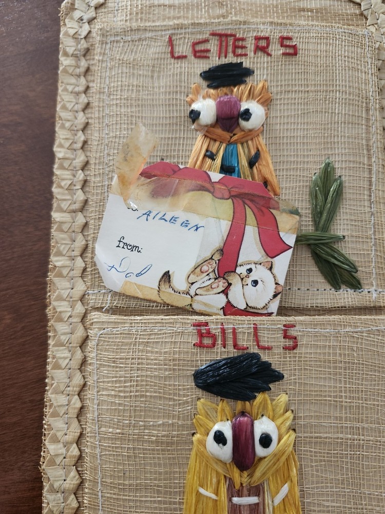 MCM woven owls mail holder. Mint condition