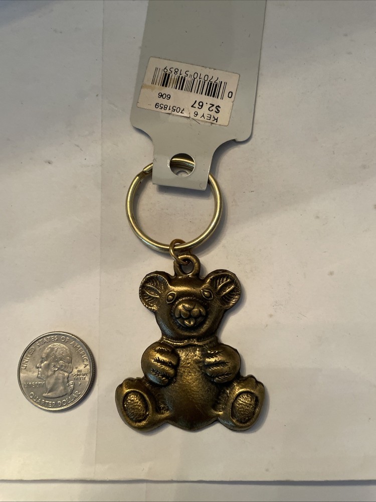 Vintage Brass Teddy Bear Key Ring