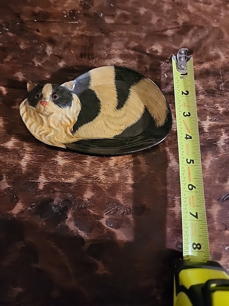 Lacquer Wood Cat Coin Dish Vintage